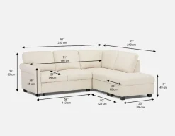 DELPHINE traditional right-facing sectional sofa-bed with storage