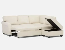 DELPHINE traditional right-facing sectional sofa-bed with storage