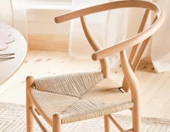 DENMARK beech wood and paper cord dining chair