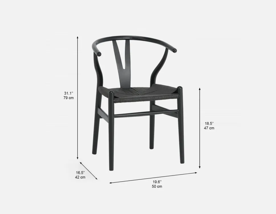DENMARK beech wood and paper cord dining chair