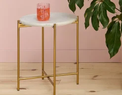 DENVER round marble end table 45cm