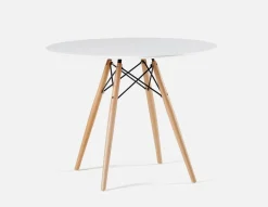EIFFEL round lacquered dining table with solid beech wood legs 90 cm