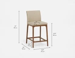 EVA 100% leather modern counter stool 66cm