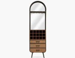 EVANS fir wood and metal wine cabinet