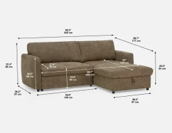 JANICE modern interchangeable storage sectional sofa-bed