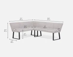 JASON industrial-modern dining corner bench with backrest