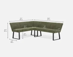 JASON industrial-modern dining corner bench with backrest