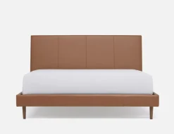 JAVIER mid-century modern 100% leather king size bed