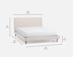 JAVIER mid-century modern 100% leather king size bed