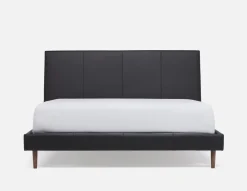 JAVIER mid-century modern 100% leather king size bed