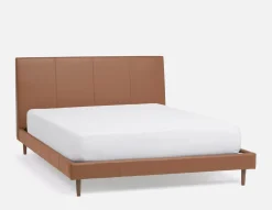 JAVIER mid-century modern 100% leather king size bed