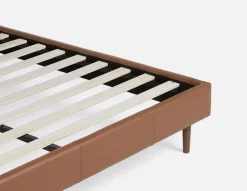 JAVIER mid-century modern 100% leather queen size bed