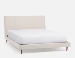 JAVIER mid-century modern 100% leather queen size bed