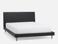 JAVIER mid-century modern 100% leather queen size bed