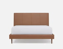 JAVIER mid-century modern 100% leather queen size bed