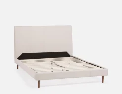 JAVIER mid-century modern 100% leather queen size bed