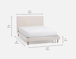 JAVIER mid-century modern 100% leather queen size bed
