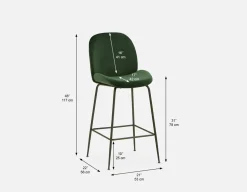 JUDITH velvet bar stool with backrest 78 cm