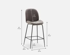 JUDITH velvet bar stool with backrest 78 cm