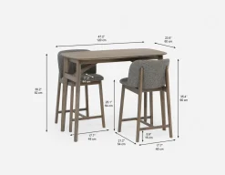 KAILUA mid-century modern 3-piece pub table set