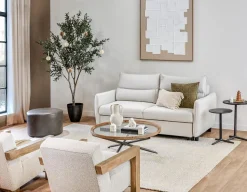 KAY fir wood coffee table with tempered glass top 100 cm