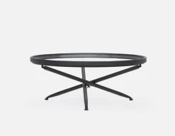 KAY fir wood coffee table with tempered glass top 100 cm