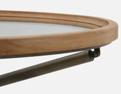 KAY fir wood coffee table with tempered glass top 100 cm