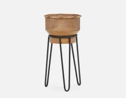 KENDALL ceramic planter with metal stand 34 cm