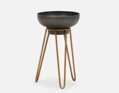 KENEL cache-pot en bois de pin et rotin avec support 61 cm