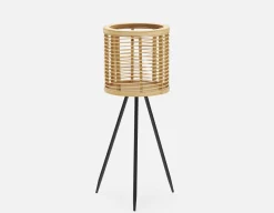 KENEL cache-pot en bois de pin et rotin avec support 61 cm