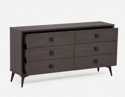 KIERA mid-century modern 6-drawer chest
