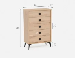KIERA mid-century modern 5-drawer chest