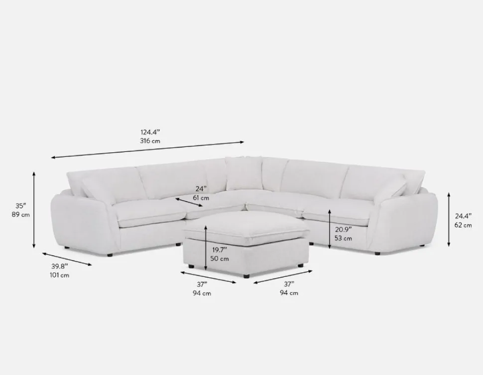 KIMM contemporary 6-pc modular sectional sofa