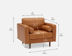 KINSEY 100% leather armchair
