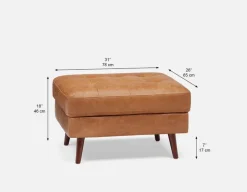 KINSEY 100% leather ottoman