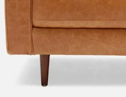 KINSEY mid-century modern 100% leather 3-seater sofa