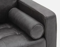KINSEY mid-century modern 100% leather 3-seater sofa