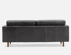 KINSEY mid-century modern 100% leather 3-seater sofa