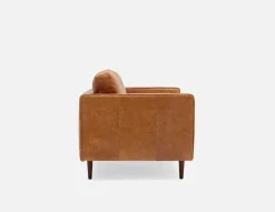 KINSEY mid-century modern 100% leather 3-seater sofa