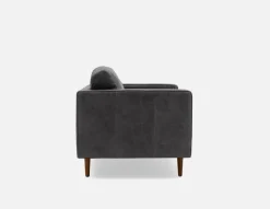 KINSEY mid-century modern 100% leather 3-seater sofa