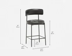 KURO Industrial-modern counter stool with backrest 66cm