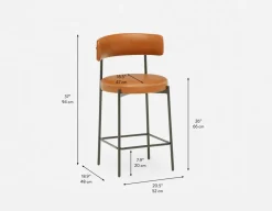 KURO Industrial-modern counter stool with backrest 66cm