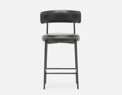 KURO Industrial-modern counter stool with backrest 66cm