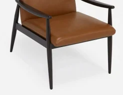 LATONA 100% leather mid-century modern accent chair