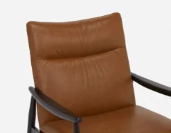 LATONA 100% leather mid-century modern accent chair