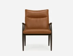 LATONA 100% leather mid-century modern accent chair