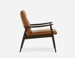 LATONA 100% leather mid-century modern accent chair
