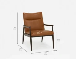LATONA 100% leather mid-century modern accent chair