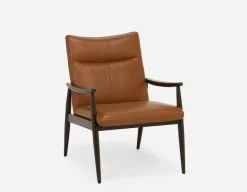 LATONA 100% leather mid-century modern accent chair