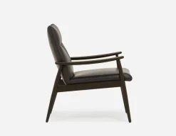 LATONA 100% leather mid-century modern accent chair